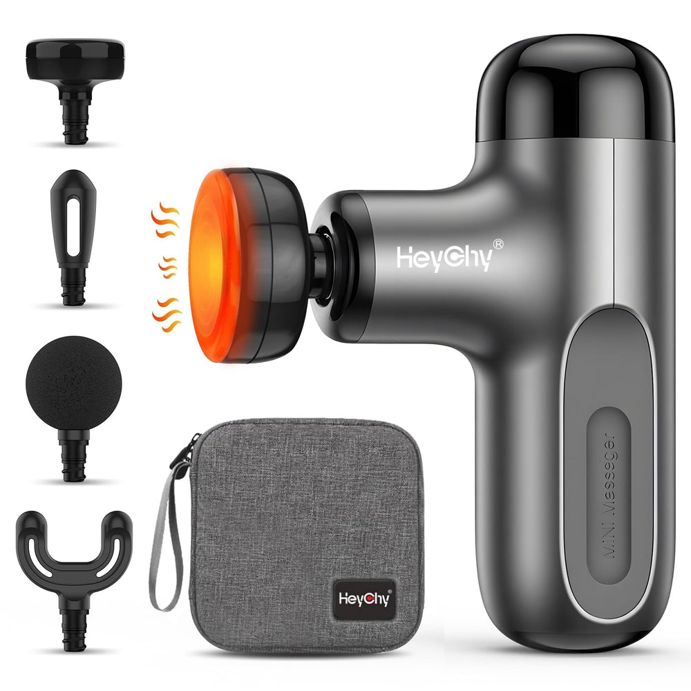 HeyChy Mini Massage Gun compact design for easy on-the-go relief.