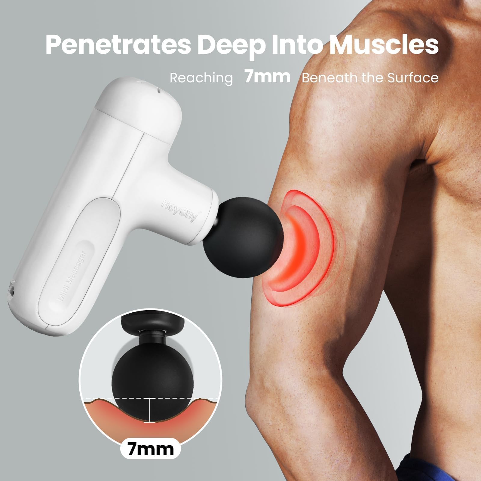 HEYCHY Super Mini Massage Gun 7 mm amplitude deep-tissue percussion