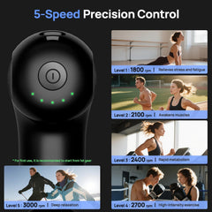 HEYCHY Super Mini Massage Gun demonstrates 7 mm amplitude for deep percussion in action.
