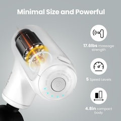 HEYCHY Super Mini Massage Gun with four heads targets multiple muscles