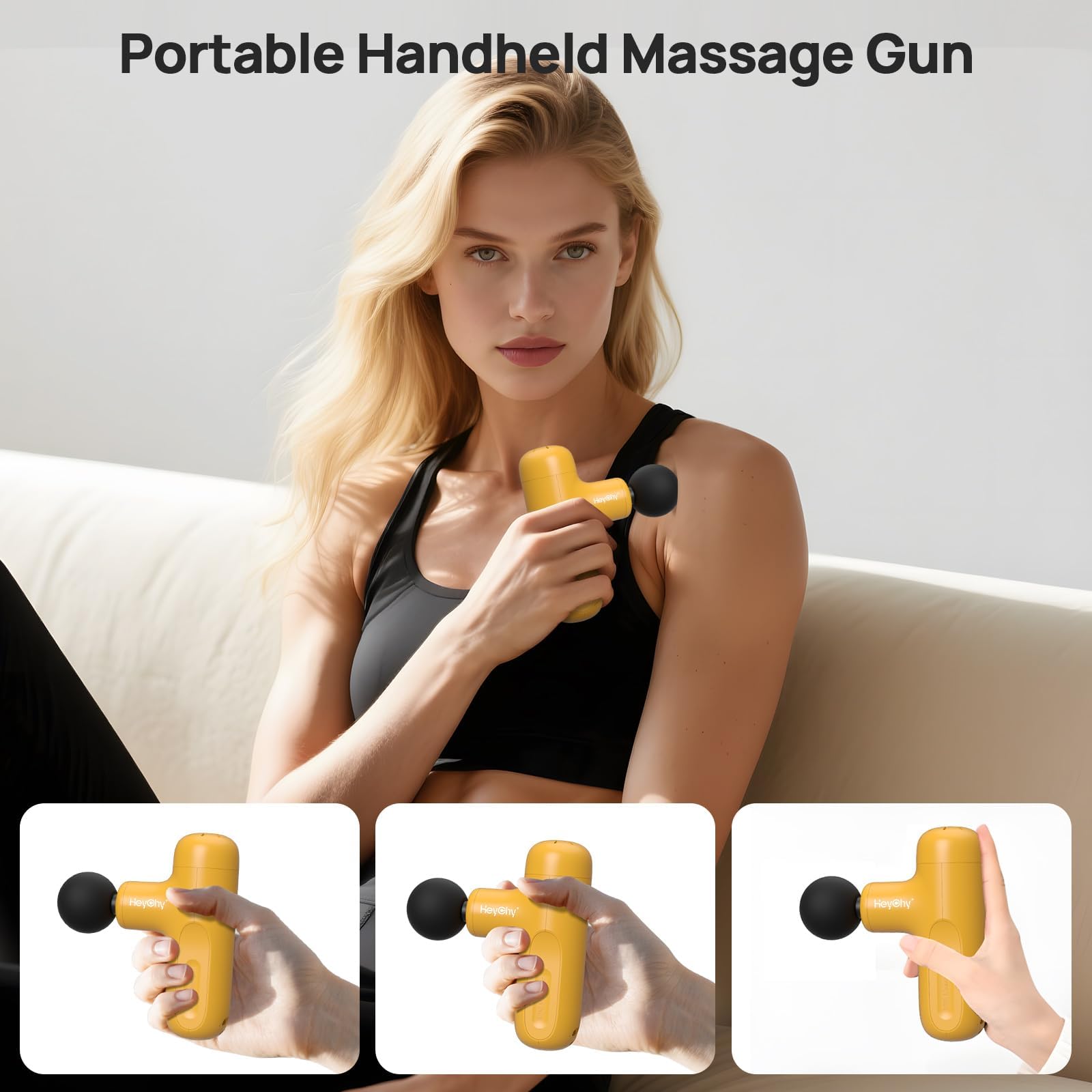HEYCHY pocket-size massage gun fits into small bags.