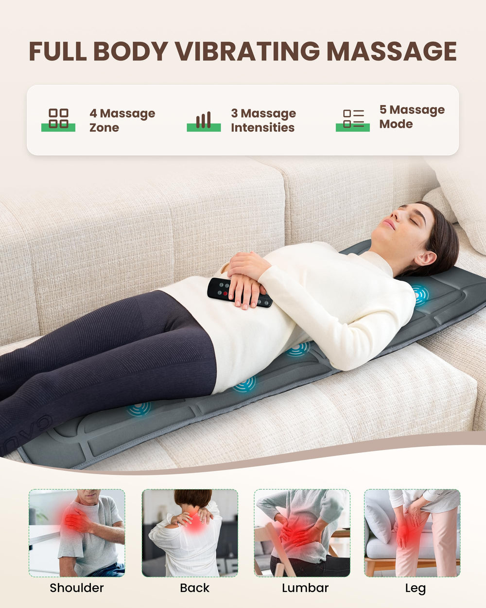 Heycool back massage pad with remote control for precise shoulder relief.
