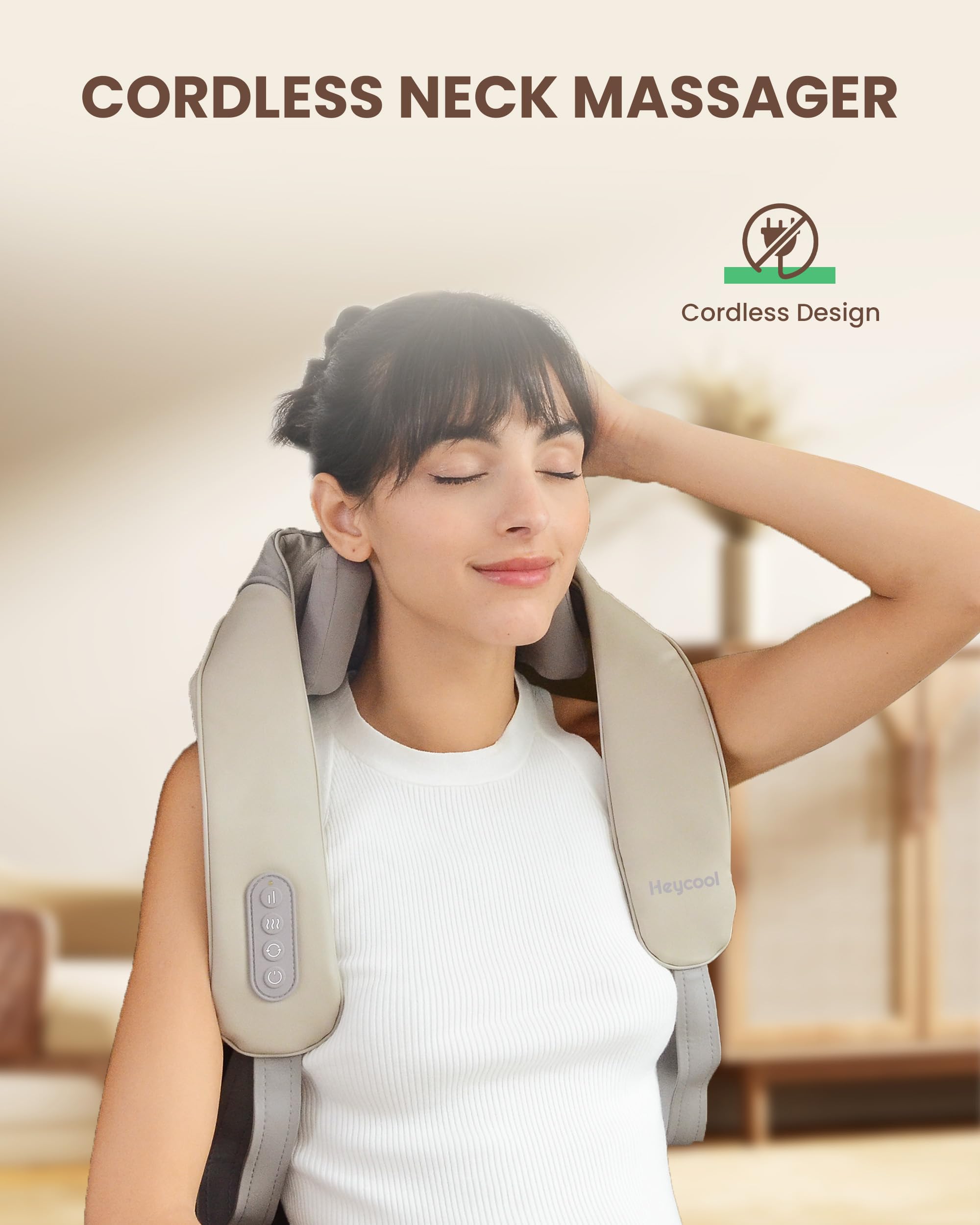 Cordless massager with strap option for flexible use at home or office