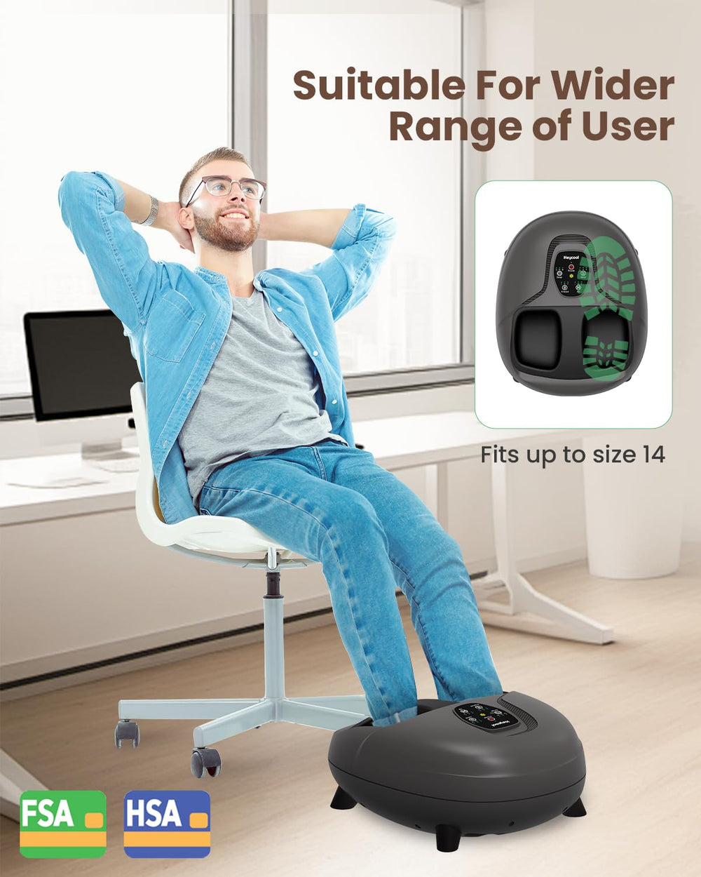 Heycool foot massager's toe-touch panel enables quick mode changes.