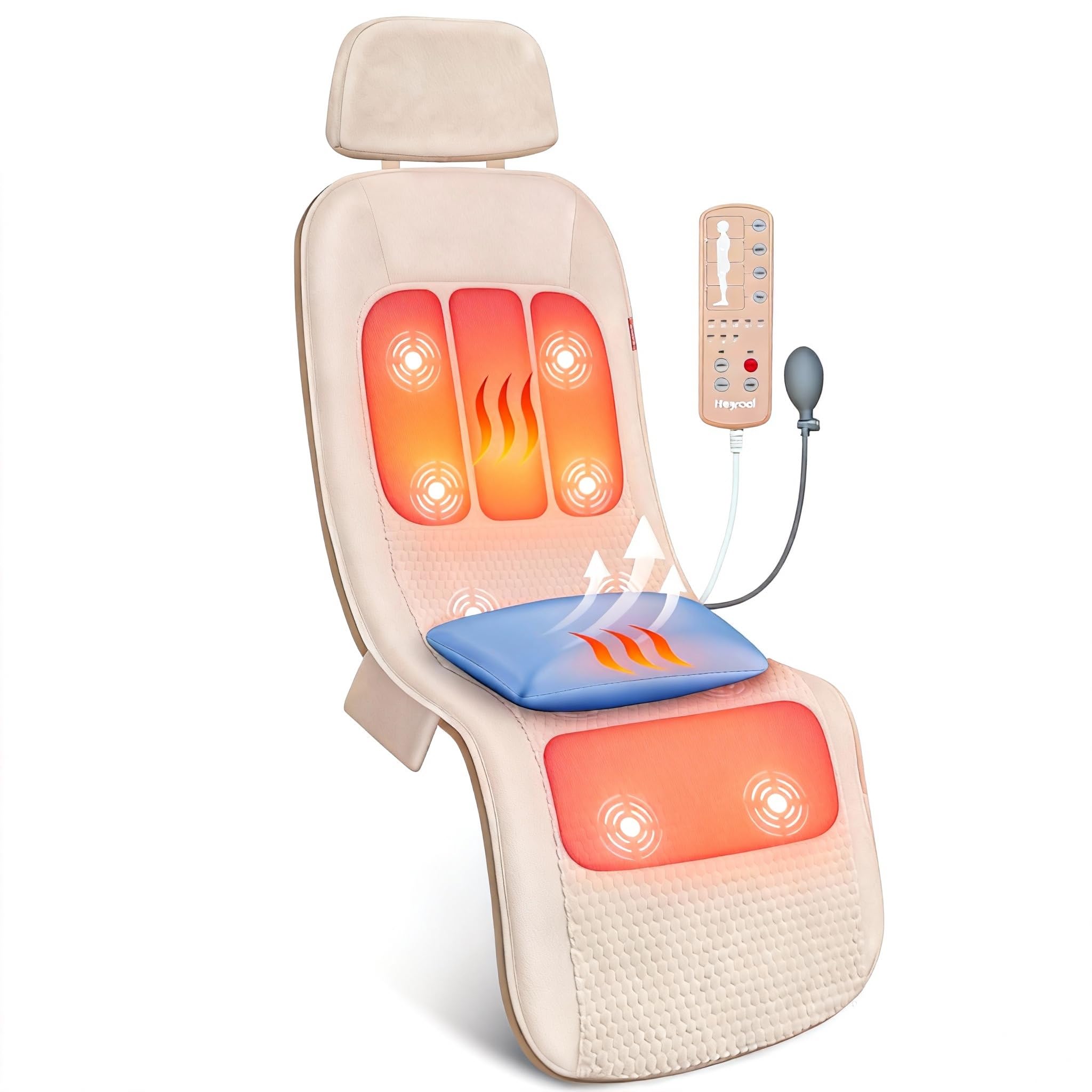 Heycool full-body massage mat front view showing full coverage from neck to legs for relaxation