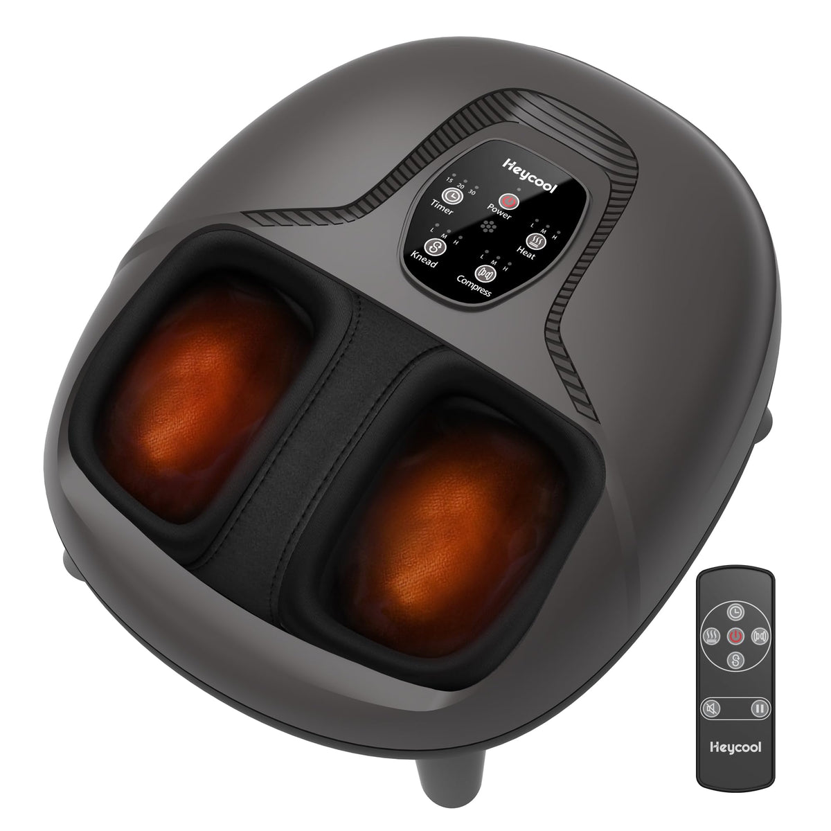 Heycool Shiatsu Foot Massager with remote control enables hands-free relaxation at home.