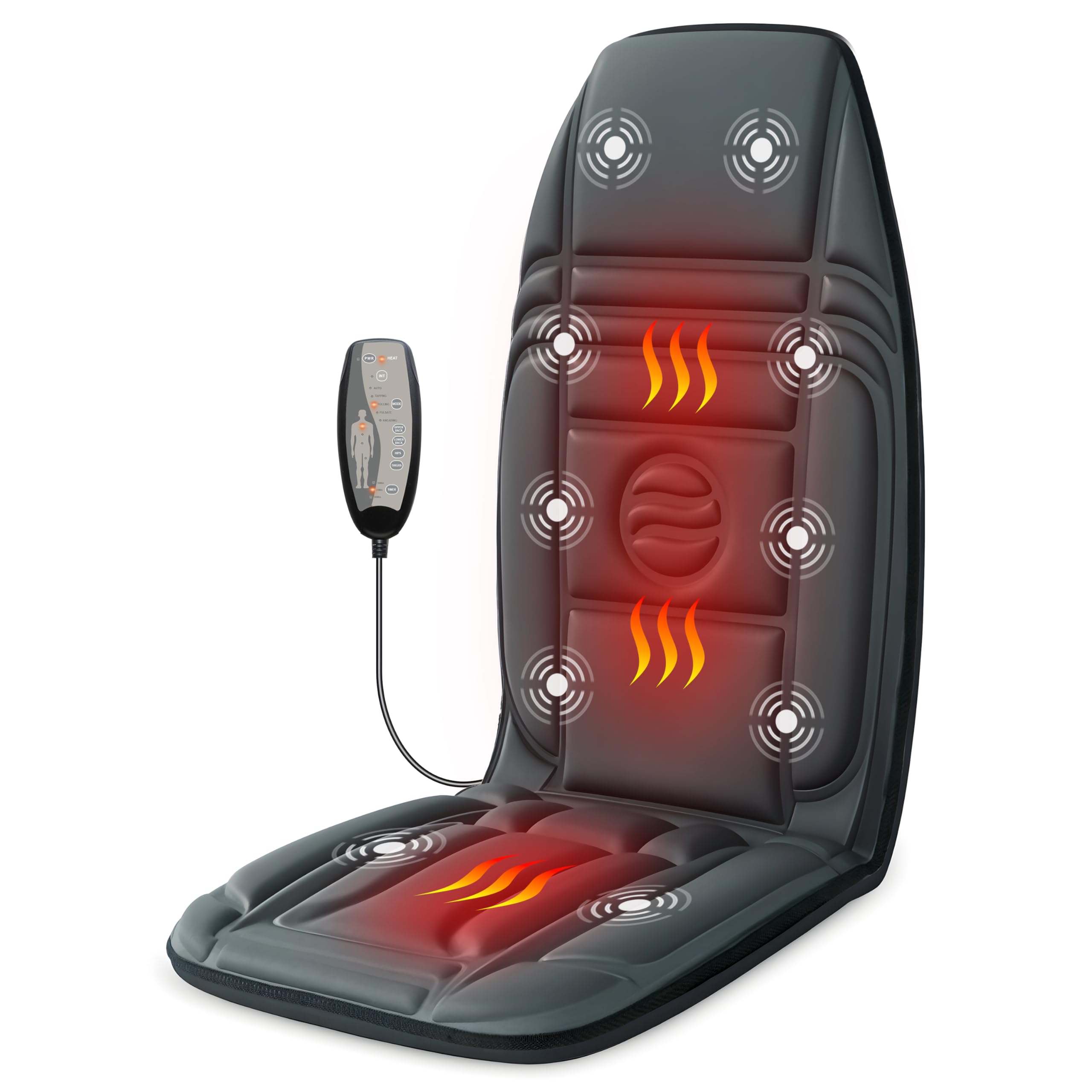 Heycool Vibration Back Massager back view shows 10-motor coverage for the spine