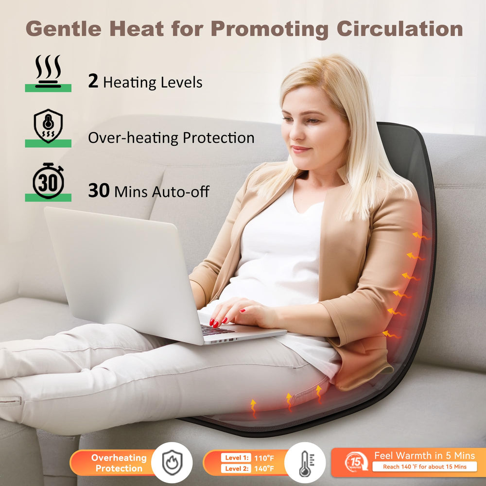 Heycool Vibration Back Massager heat levels demonstrate customizable warmth