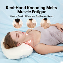Heyelax cervical pillow memory foam core supports head while soothing neck tension