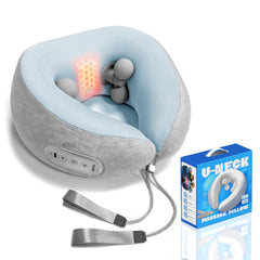 Heyelax neck massager with deep kneading balls for targeted travel relief.