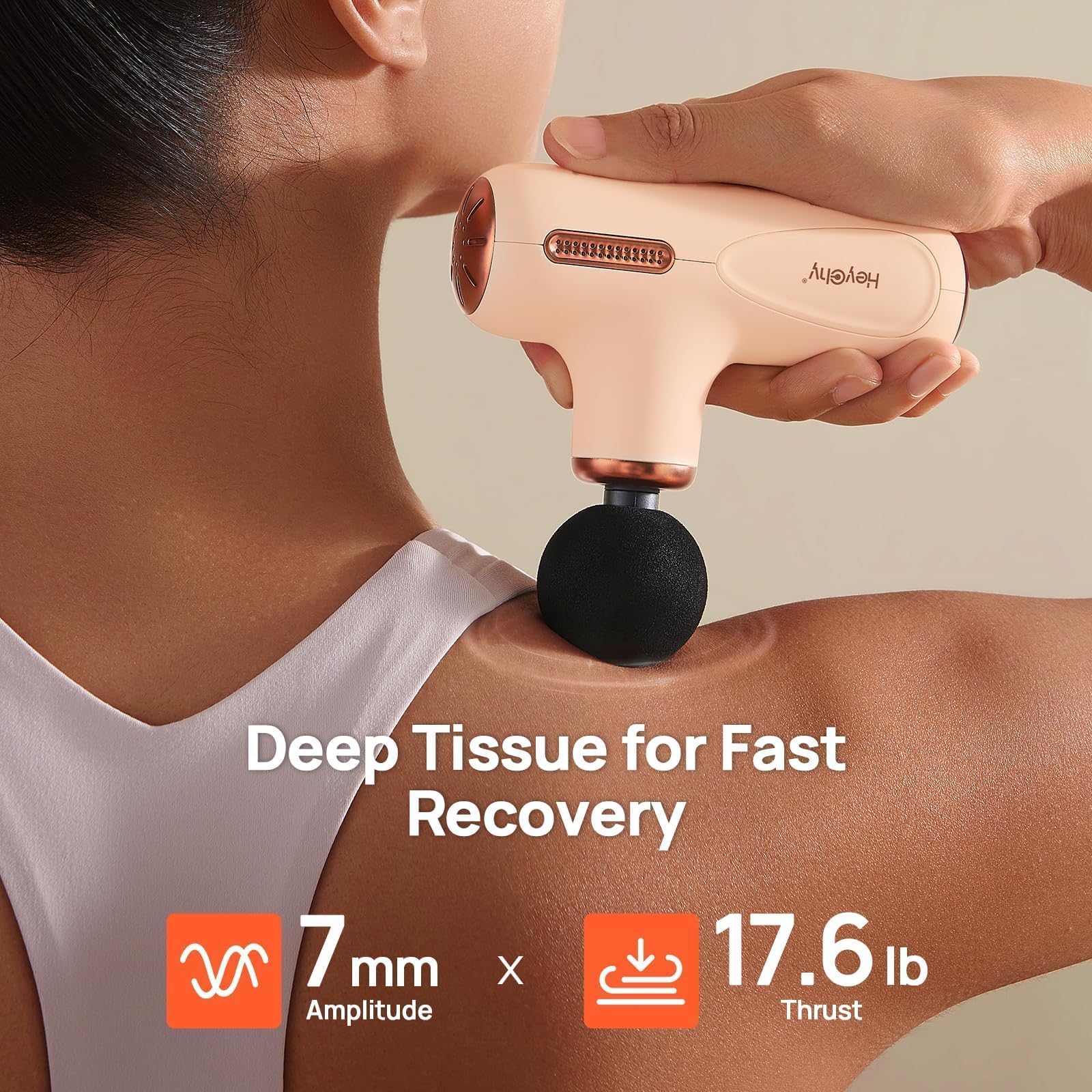 HEYCHY handheld massager with ergonomic grip for comfortable use at home or gym