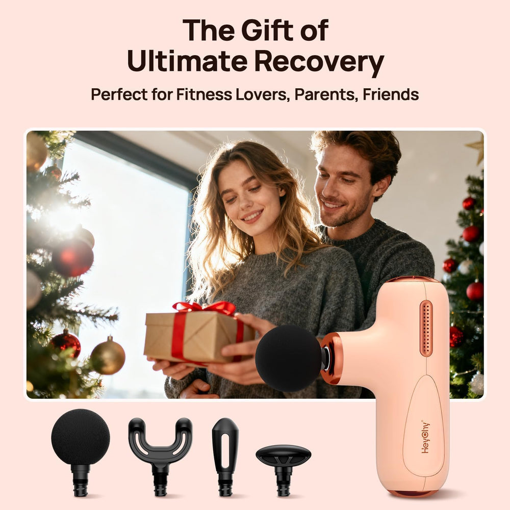 HEYCHY massage gun targets neck, shoulders, back, arms, and legs