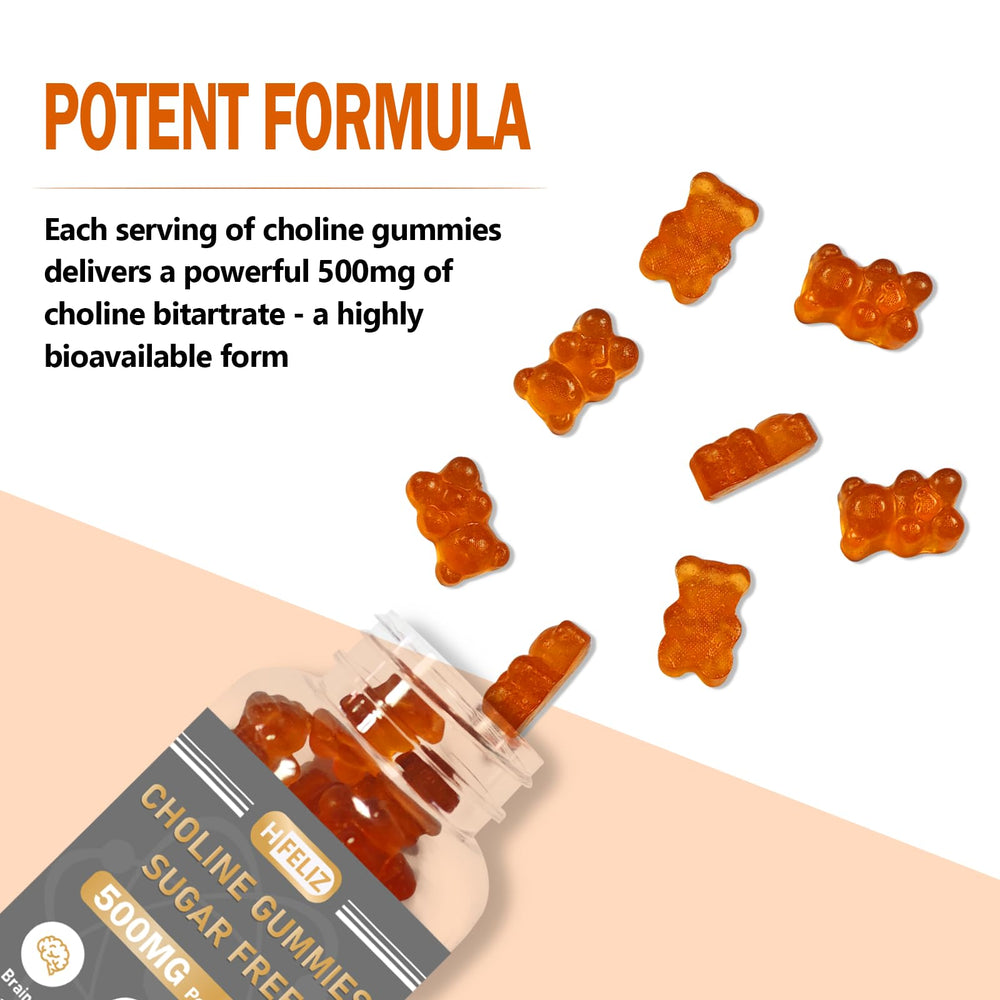 HFELIZ Choline Gummies jar on kitchen counter ready-to-use.