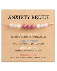 HGDEER anxiety bracelet rose quartz close-up highlighting calming energy for daily wear
