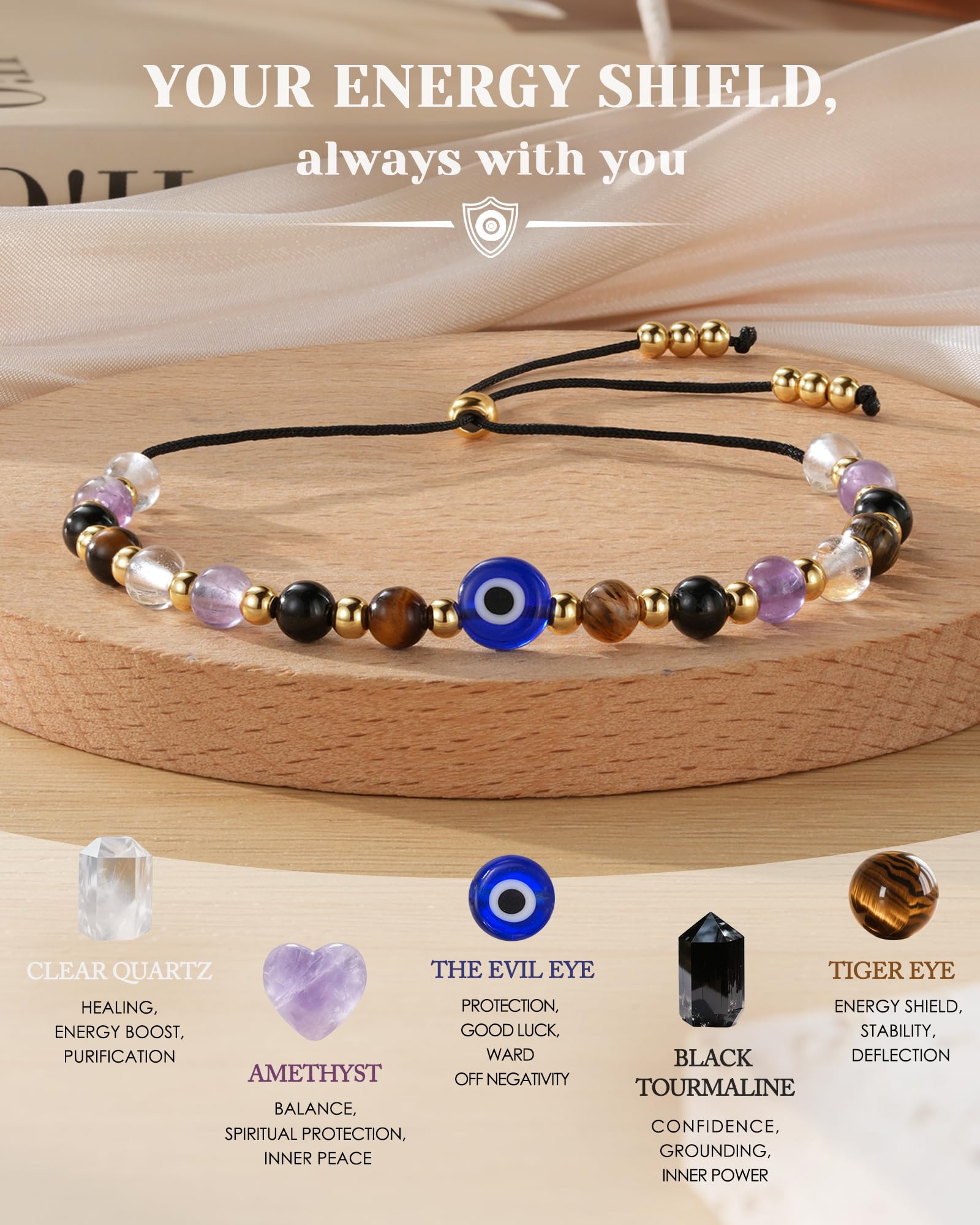 HGDEER Black Tourmaline bracelet providing grounding and steady daily confidence.