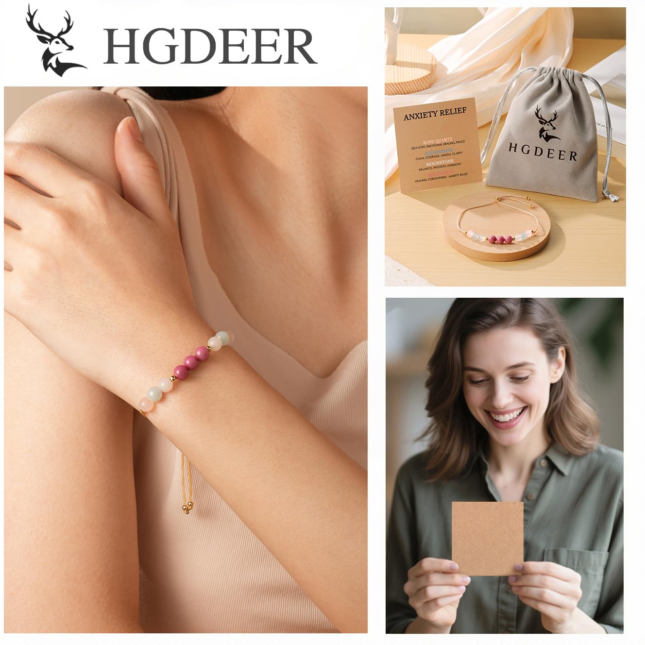 HGDEER gift-pack bracelet with velvet pouch and card for a thoughtful gift