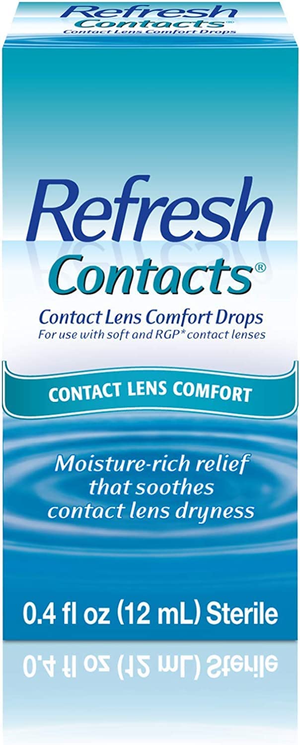 HGFLMR Refresh Contacts bottle shown for on-the-go lubrication and comfort.