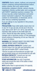 Close-up of Refresh Contacts drops highlighting fast dryness relief for lenses.