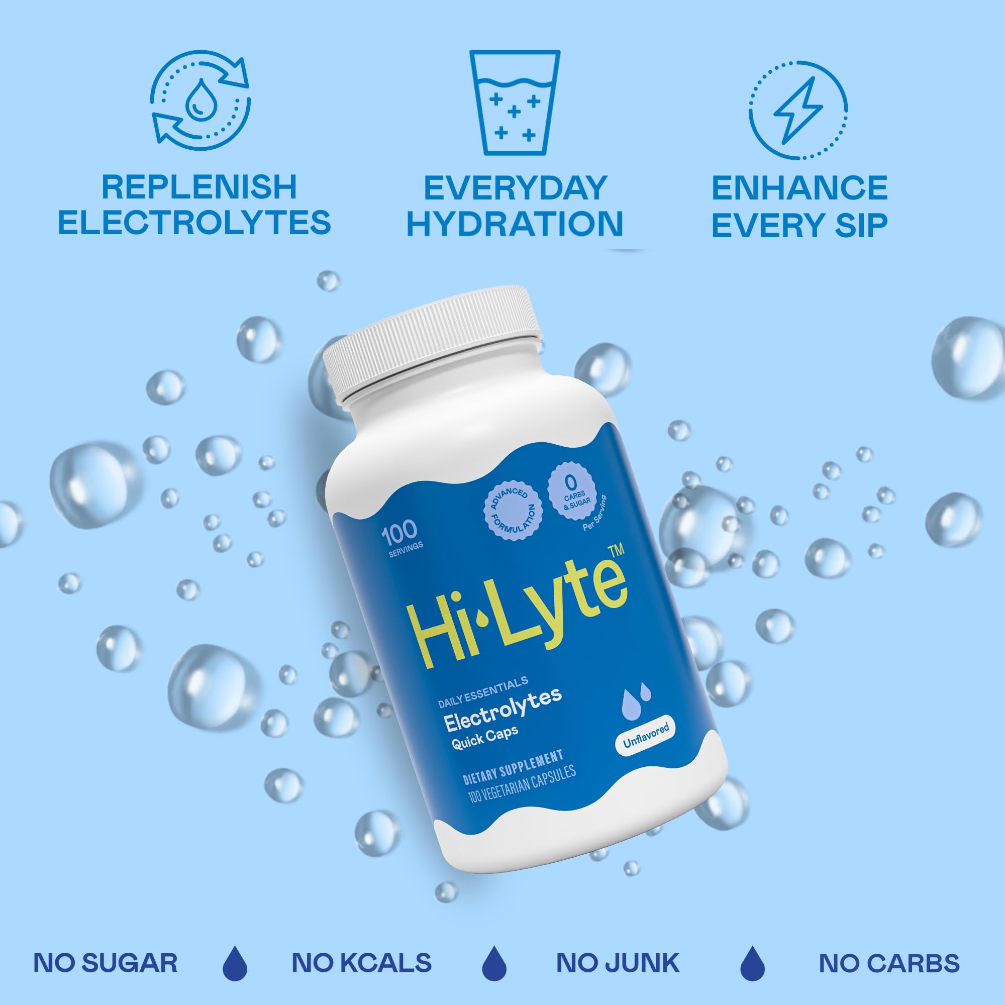 Hi-Lyte capsules being poured for on-the-go hydration during activity.