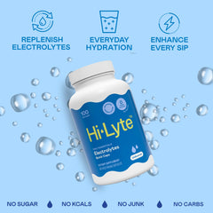 Hi-Lyte capsules being poured for on-the-go hydration during activity.