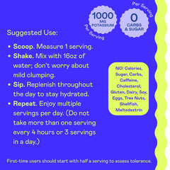 Hi-Lyte K1000 blue raspberry powder with mineral blend for electrolytes