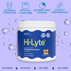 Hi-Lyte K1000 bottle close-up highlighting vegan, non-GMO formula