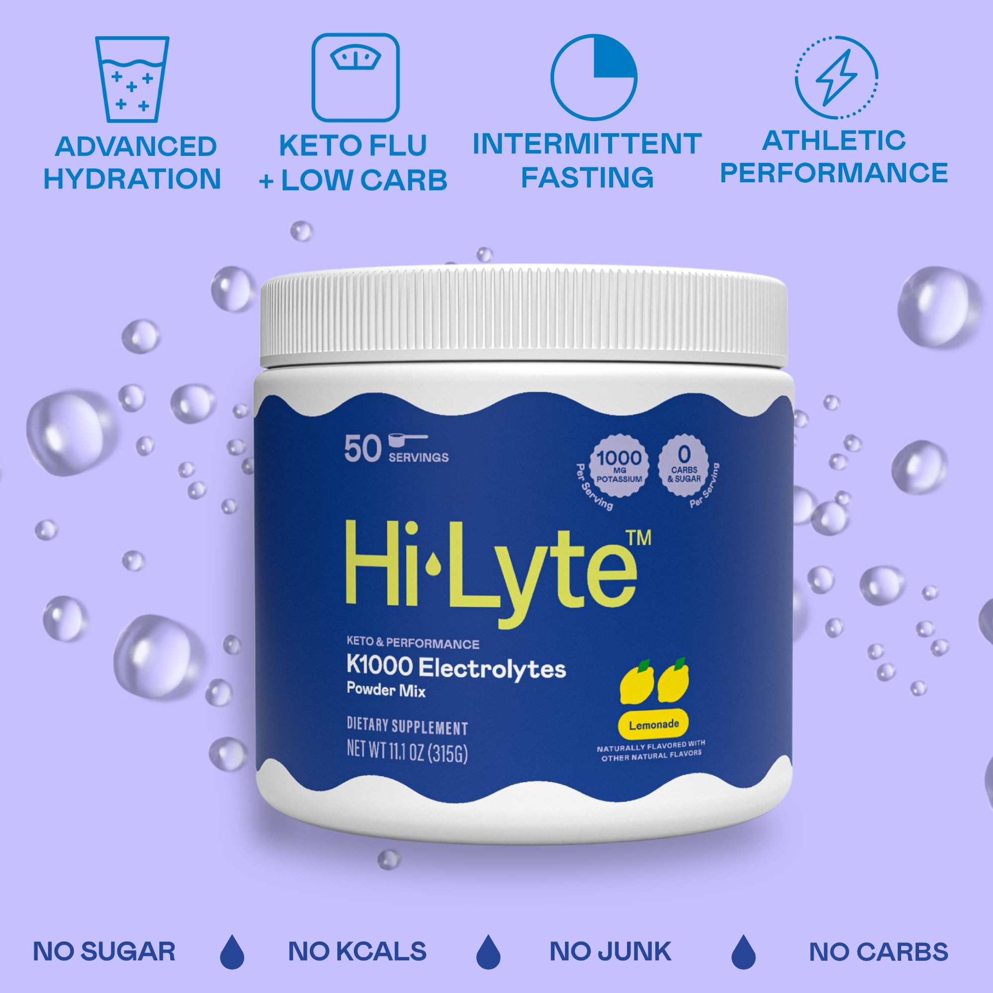 Hi-Lyte K1000 Lemonade dissolving in water demonstrates fast mixability for workouts.