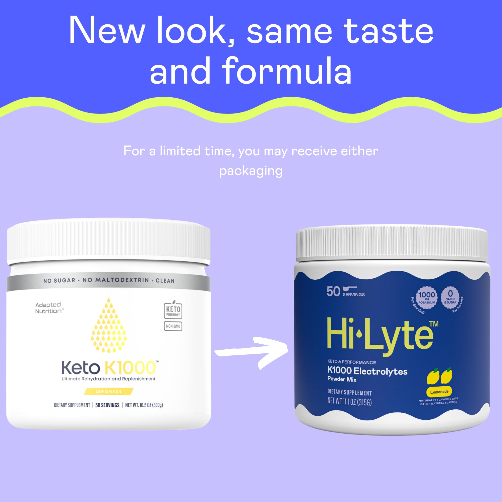 Hi-Lyte K1000 Lemonade scoop measuring one serving for precise hydration.