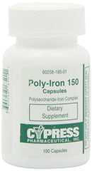 HIBROU Poly Iron capsules bottle, 100-count bottle for daily iron support.