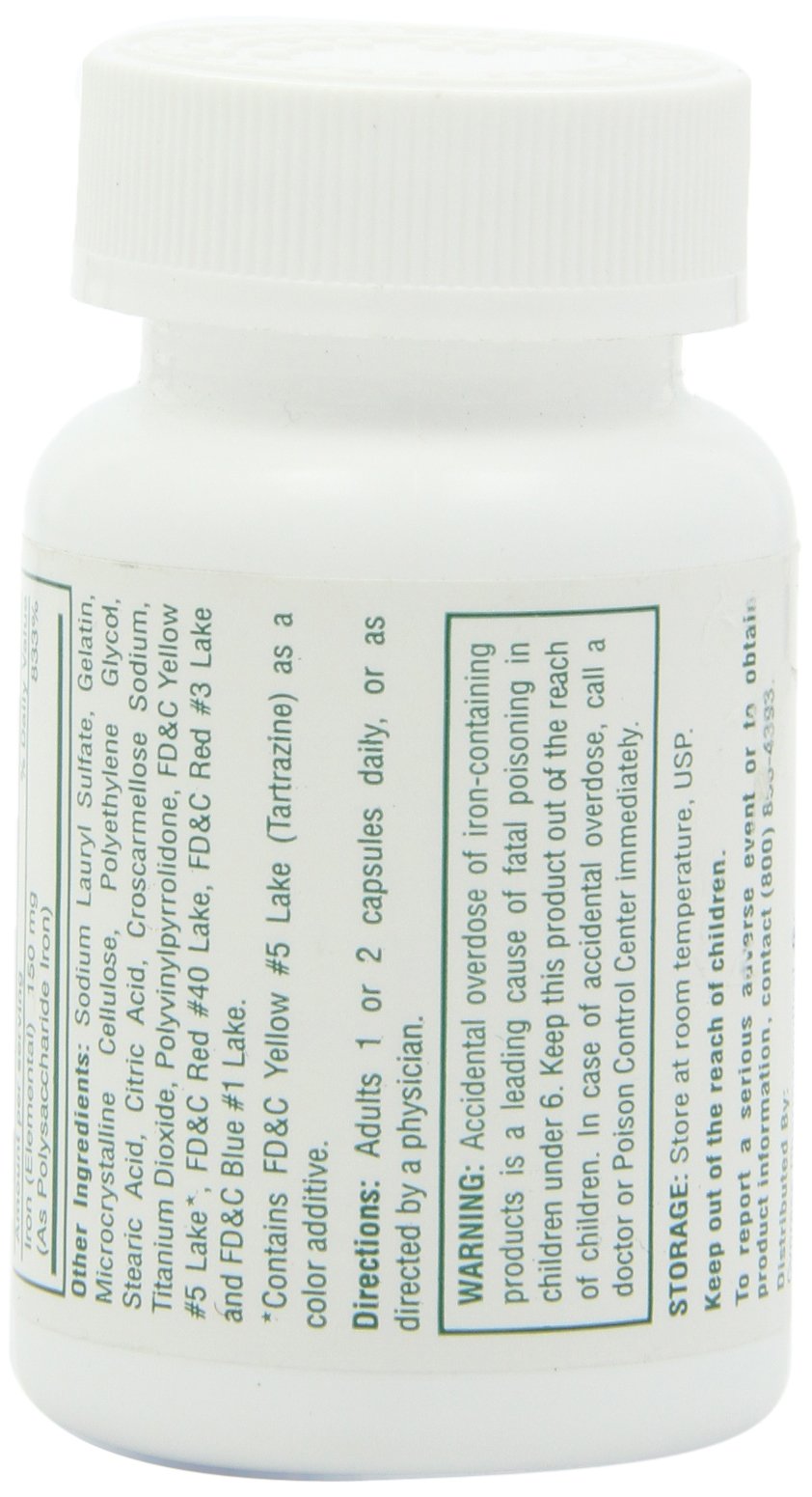 HIBROU Poly Iron capsules ingredients label emphasizes polysaccharide-iron complex.