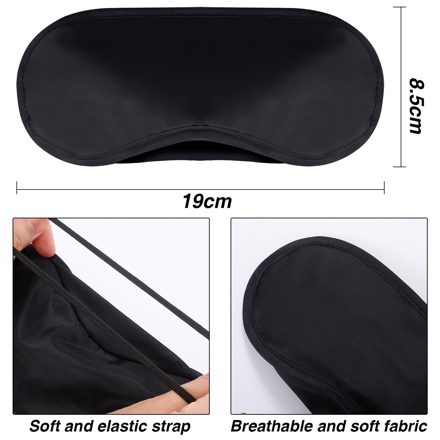 Hicarer antifaz negro para dormir, diseño ajustable para mayor comodidad.