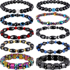 Hicarer hematite bracelets pack showing 10 styles for versatile daily wear.