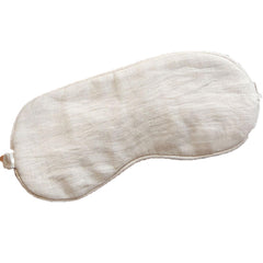 Hicoolfun pure linen sleep mask closeup highlighting soft fabric for light blocking.