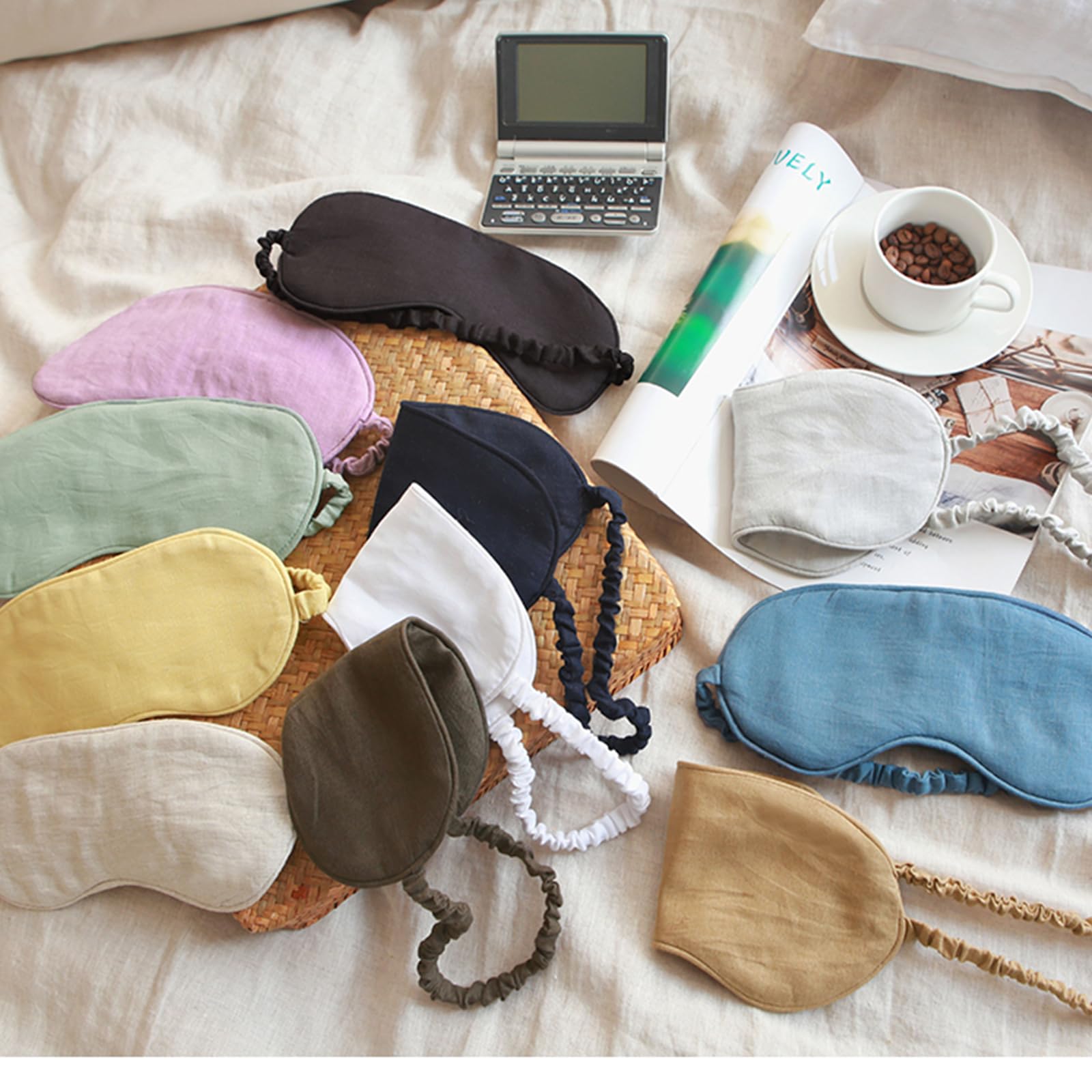 Hicoolfun sleep mask adjustable strap demonstrates secure, comfortable fit for travel.