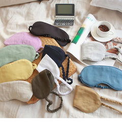 Hicoolfun sleep mask adjustable strap demonstrates secure, comfortable fit for travel.