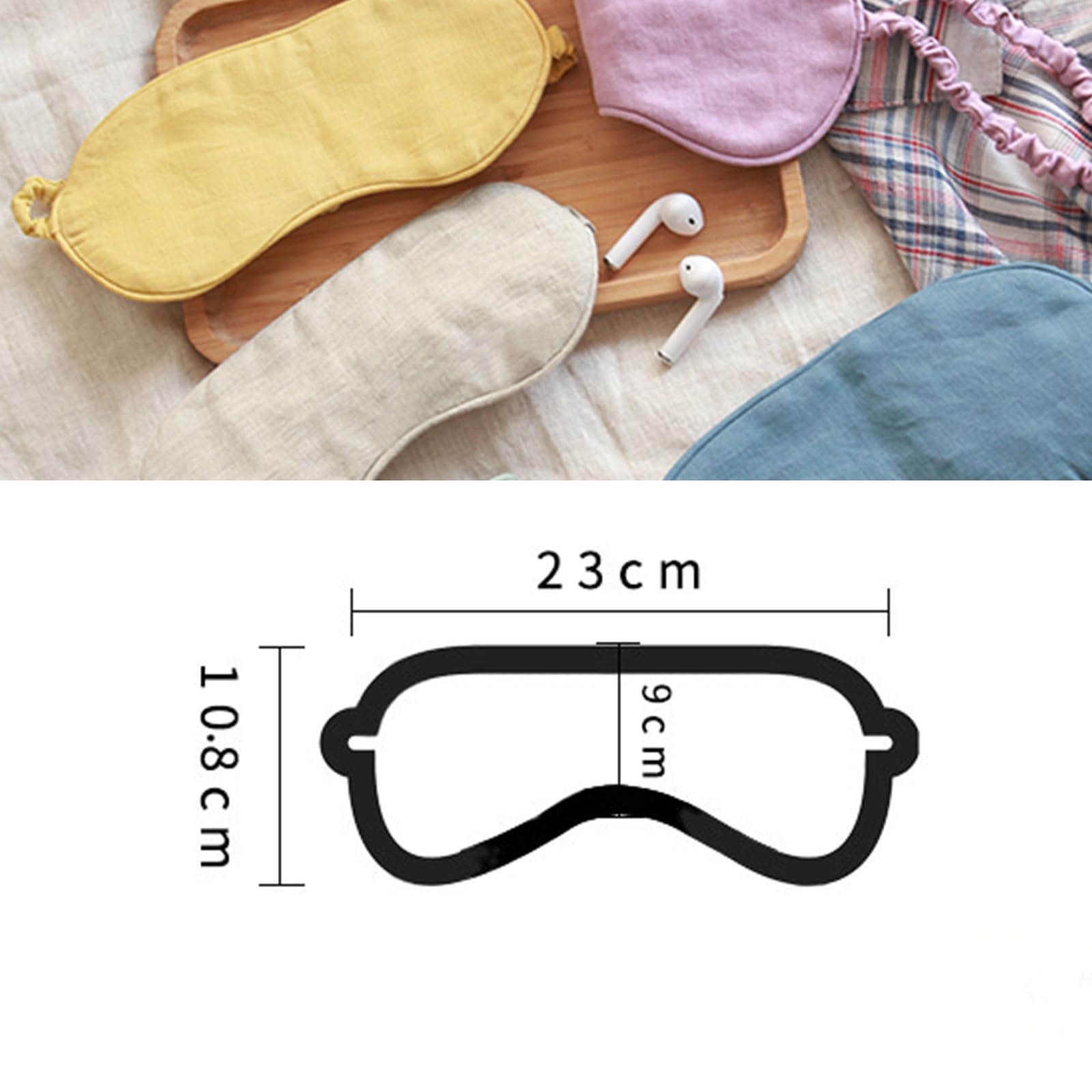 Hicoolfun sleep mask on pillow shows secure fit and premium fabric.