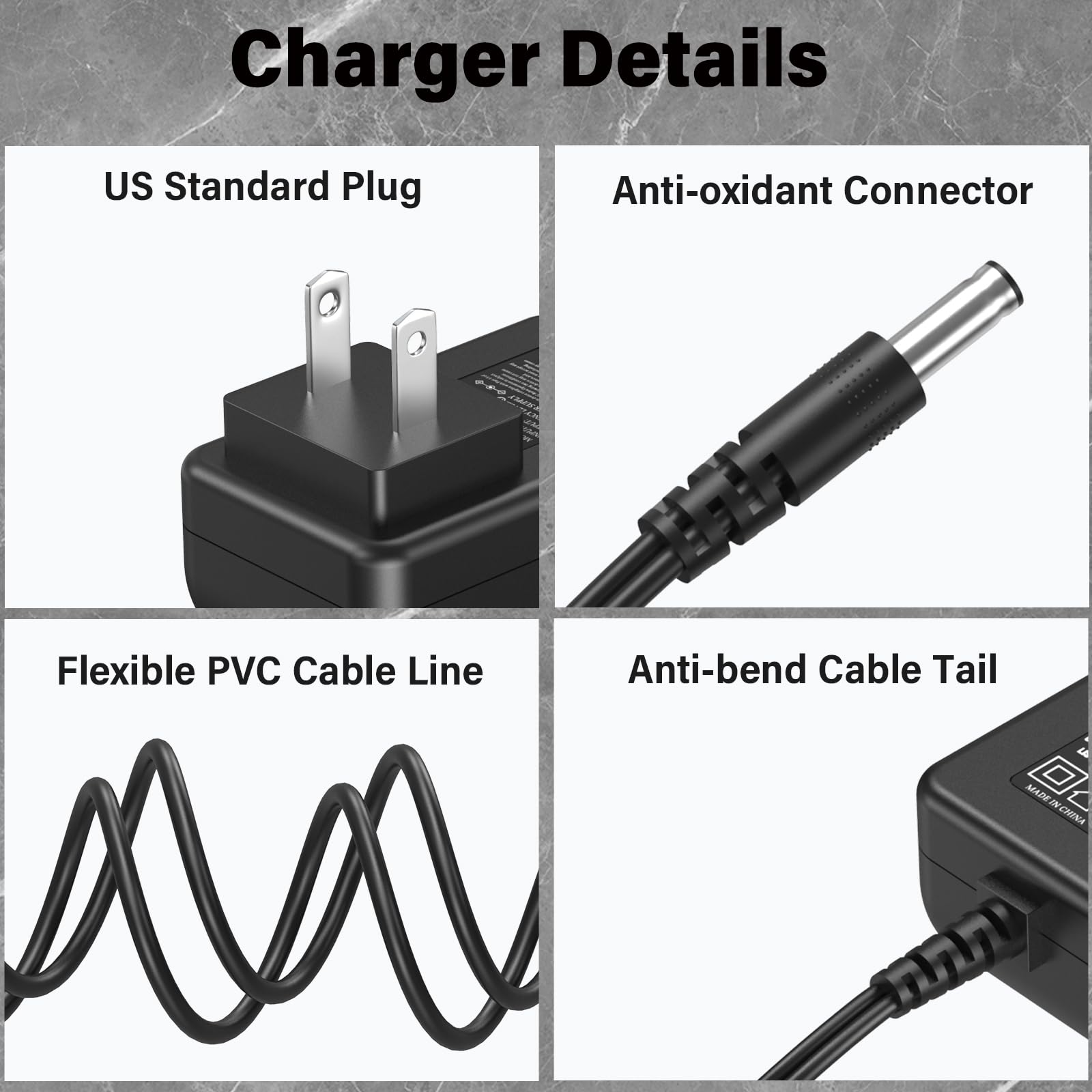 Global voltage input 100-240V, suitable for worldwide charging.