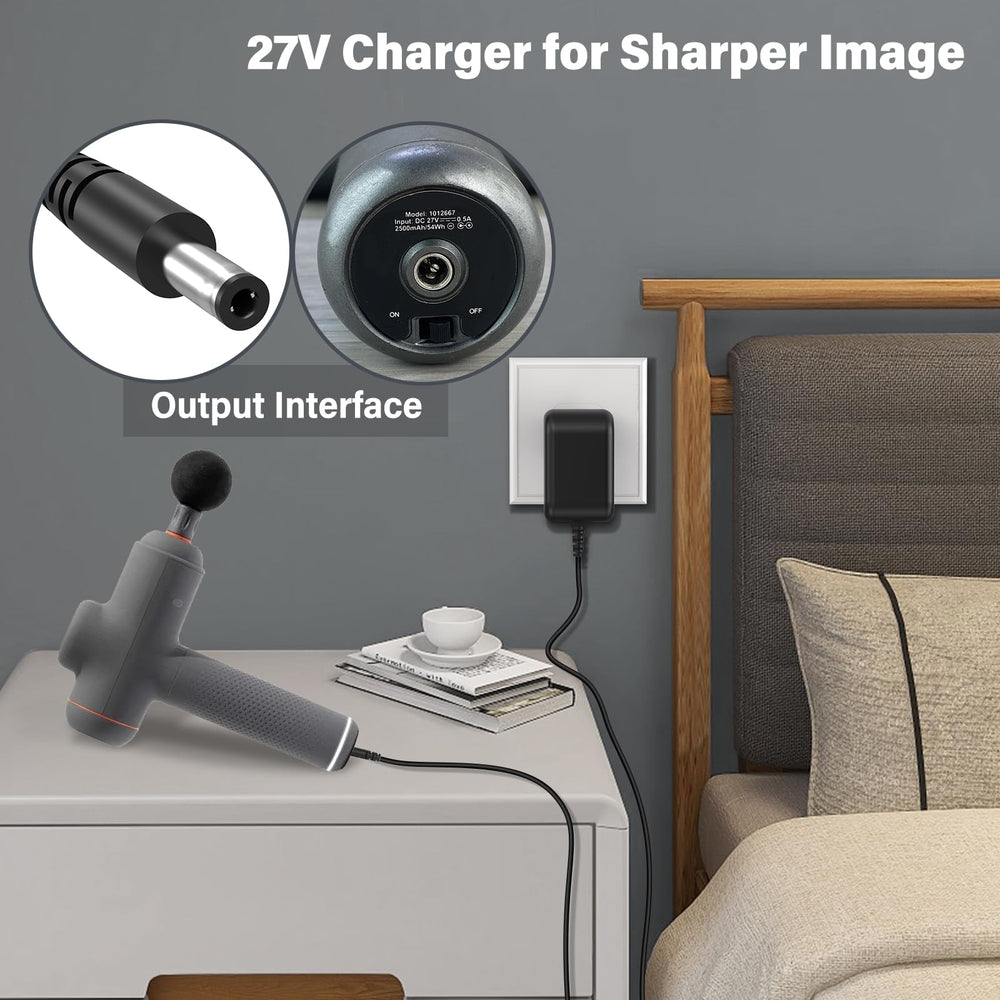 UL-certified power supply ensuring safety for Sharper Image massager gun.