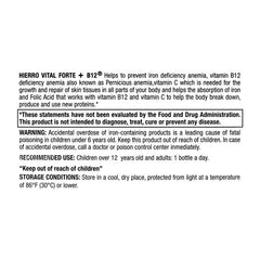 Hierro Vital Forte B12 packaging with 21 bottles emphasizes convenient, measured daily supplementation