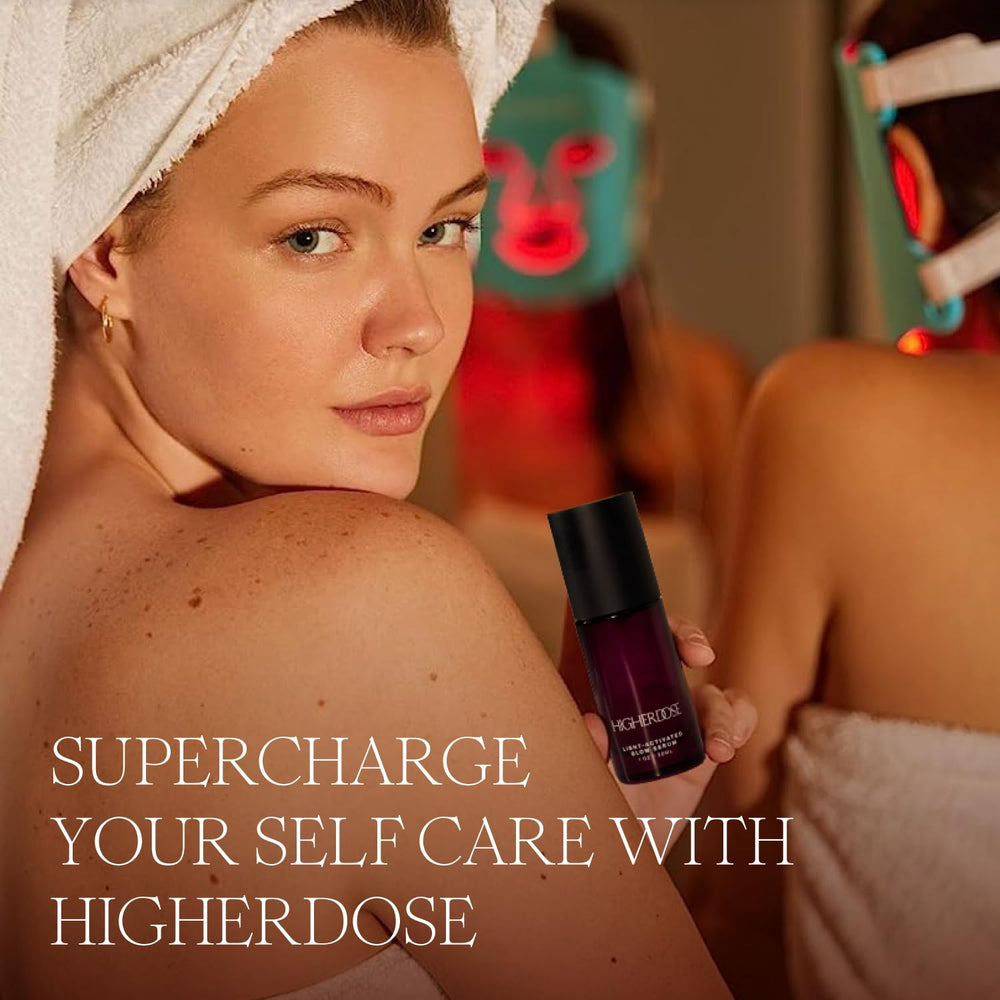 HigherDOSE magnesium spray bathroom setup highlights at-home relief and ritual