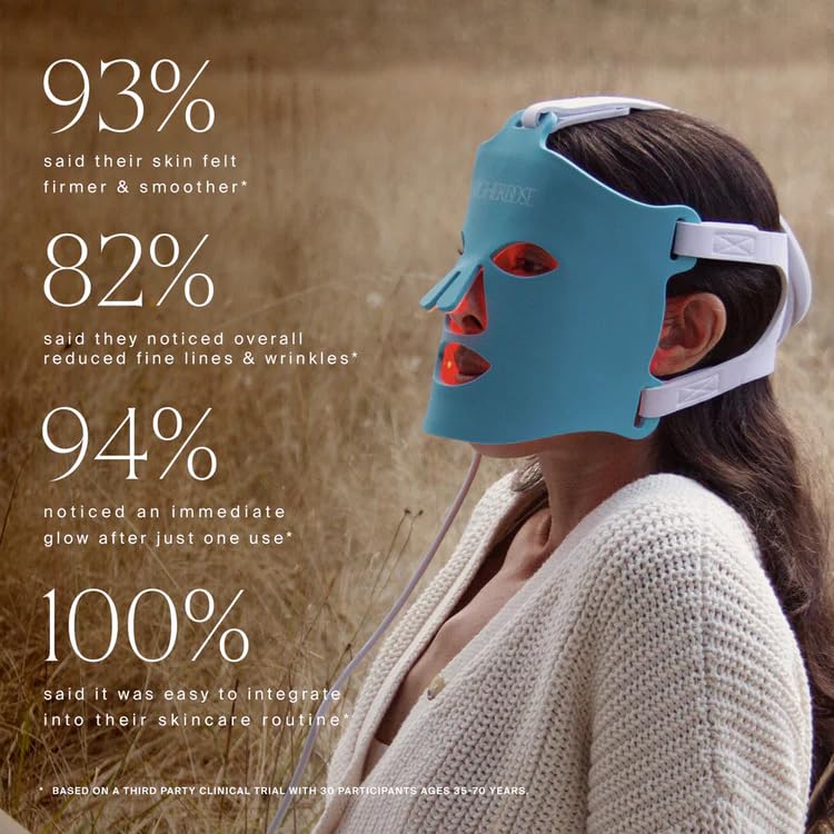 HigherDOSE red-light face mask worn during workouts for post-activity refresh.