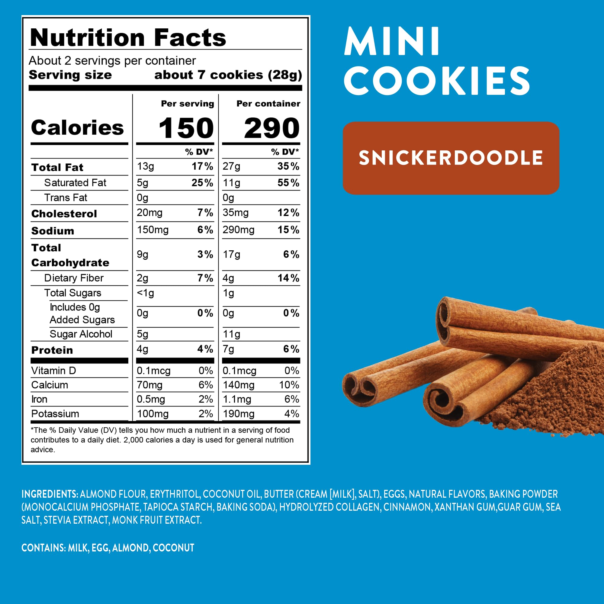 HighKey Snickerdoodle ingredients closeup, almond flour and cinnamon visible.
