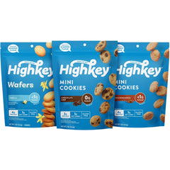 HIGHKEY sugar free cookies variety pack front view, keto friendly snacks