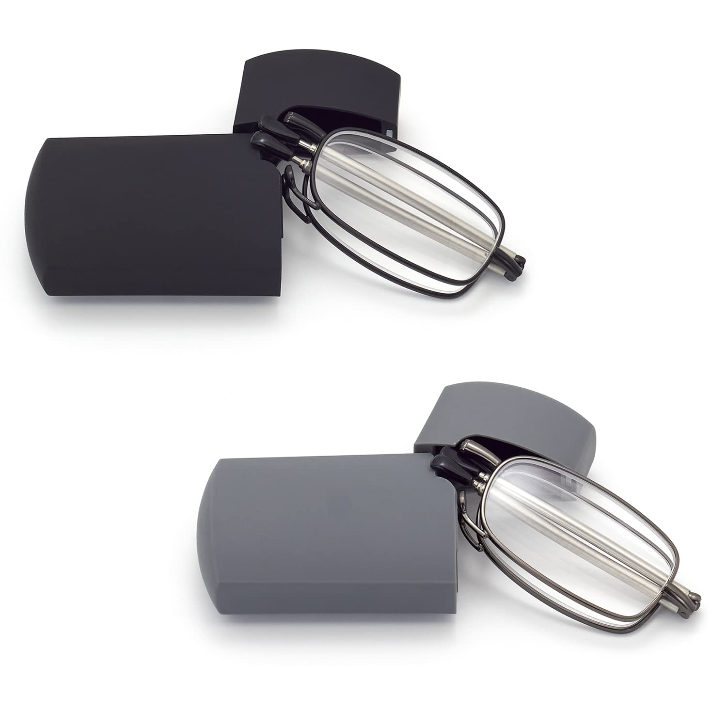 HIGHLIKE 2-pack hard cases folding reading glasses with protective storage.