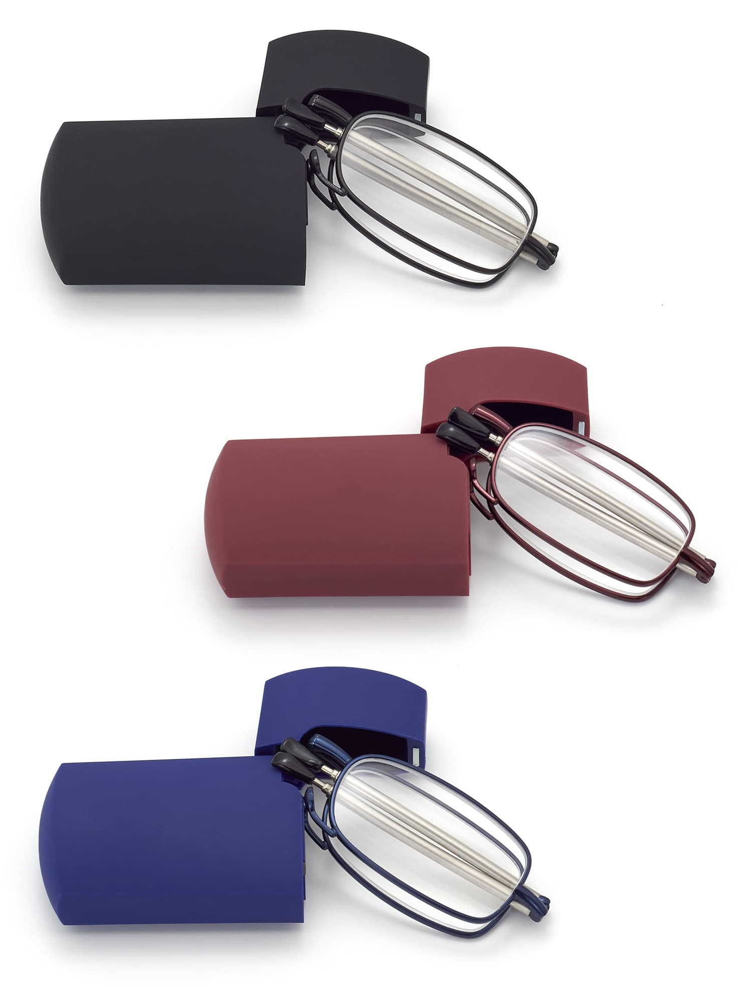 HIGHLIKE 3-Pack folding readers with a hard case for on-the-go convenience