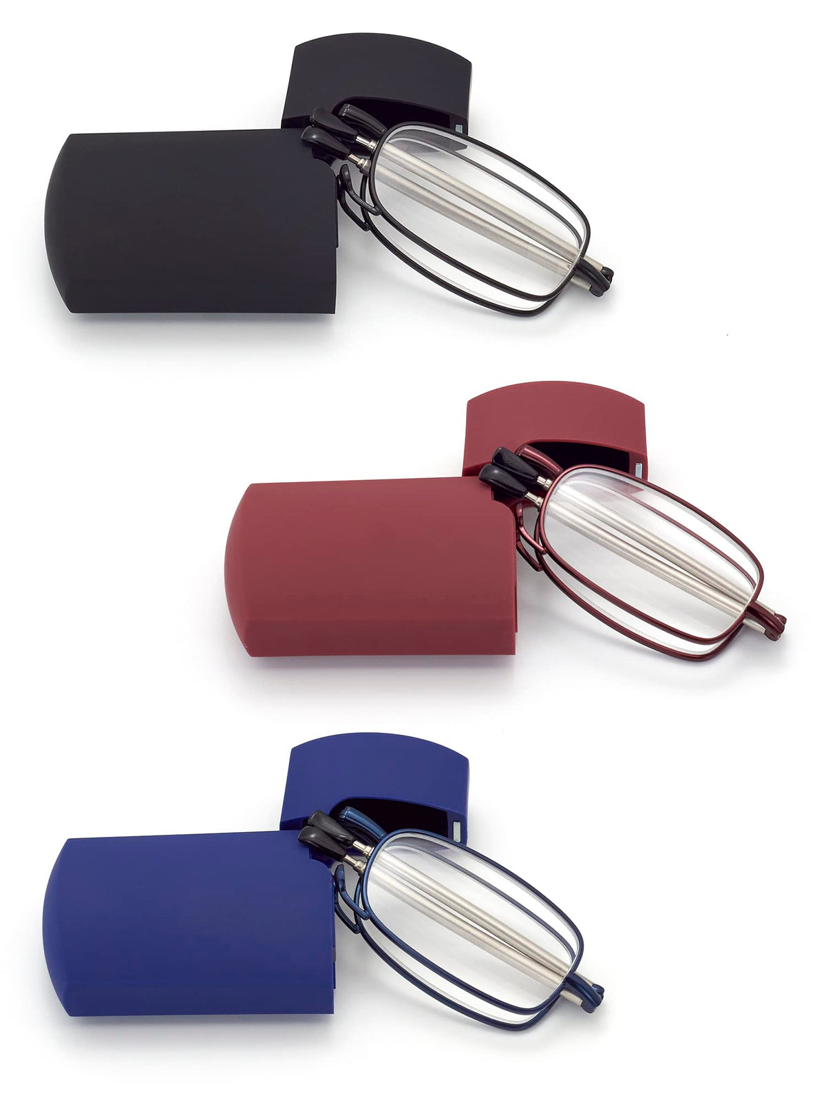 HIGHLIKE 3-Pack folding readers with a hard case for on-the-go convenience