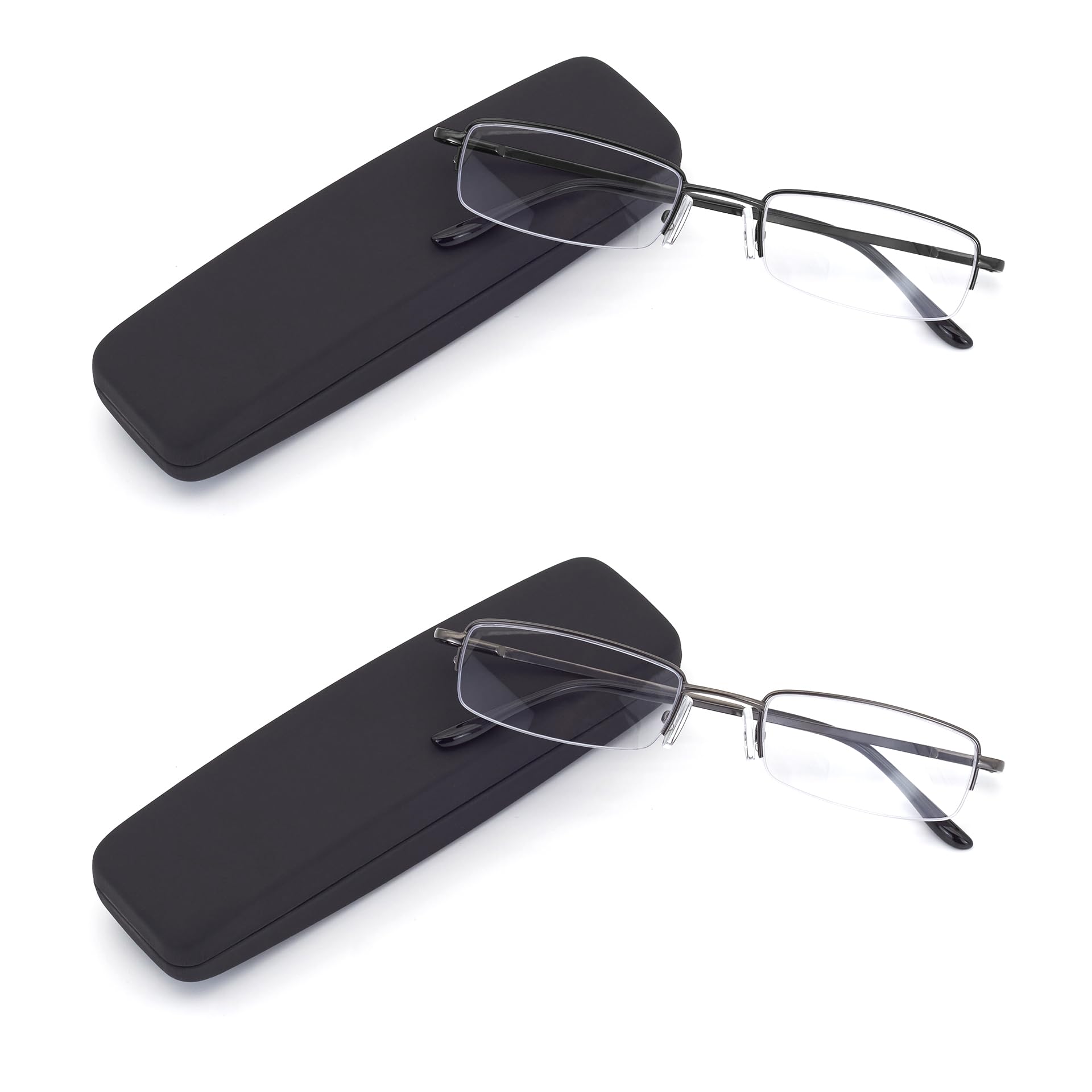 HIGHLIKE blue light reading glasses front view in black gunmetal for comfortable reading