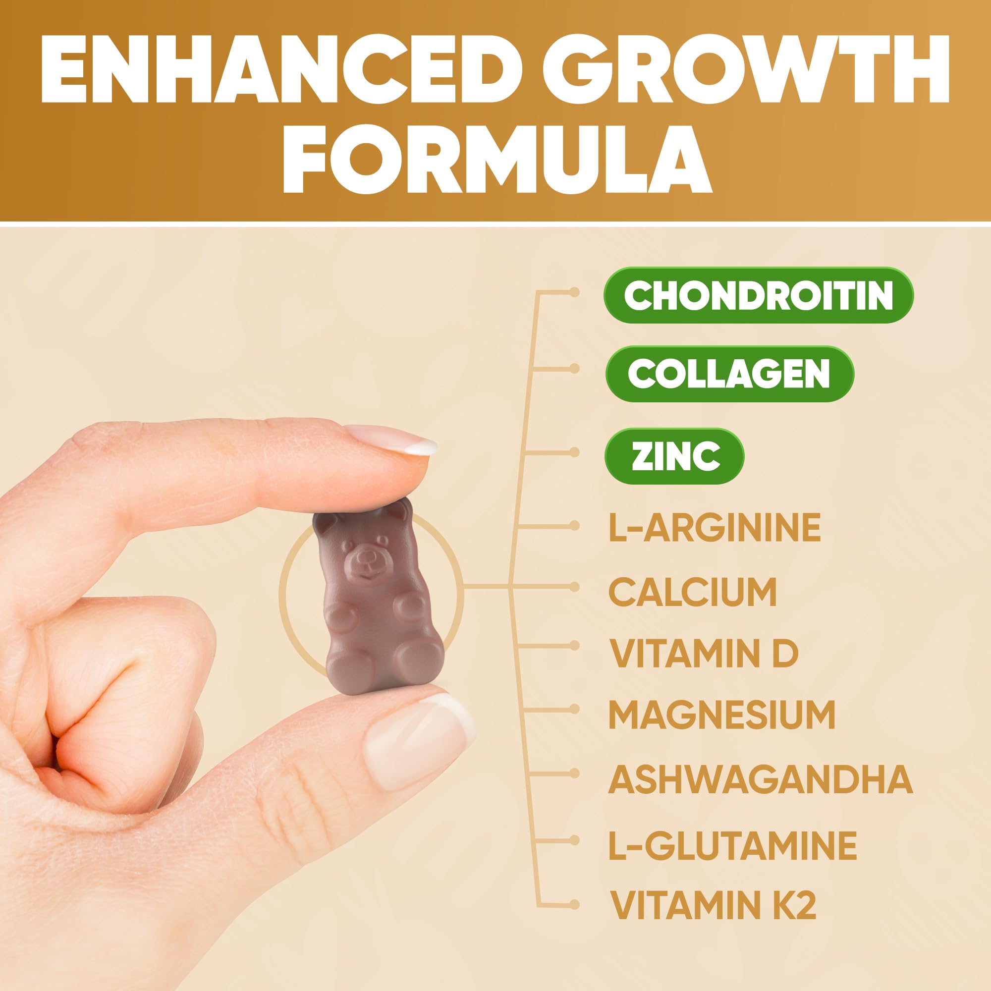 Close-up of HighSpot Growth Gummies showing chewy texture for easy daily supplementation