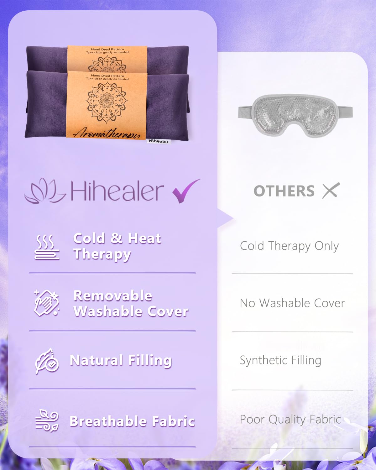 Hihealer eye mask fabric detail showing soft, breathable material for comfortable wear