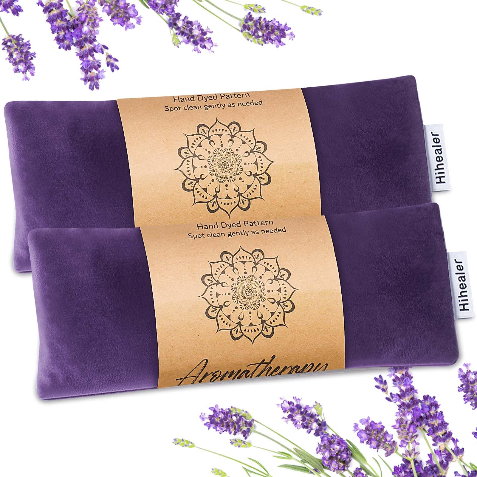 Hihealer weighted eye mask with lavender front view for deep relaxation and light blocking